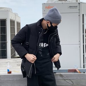MA618-P90纯色假两件短款棉衣冬季痞帅宽松加厚保暖立领棉服图片