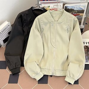 MA648-P68美式高街双拉链vibe风宽松痞帅飞行员夹克棒球服外套图片