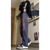 MA555-P48美式渐变牛仔裤高街潮牌复古cleanfit直筒宽松微喇裤，男装牛仔裤，星座1611A