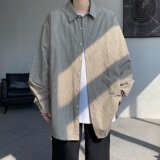 MA492-P45日系复古v无性别格子衬衫长袖格纹衬衣春秋宽松情侣外套，男装衬衫，星座1611A