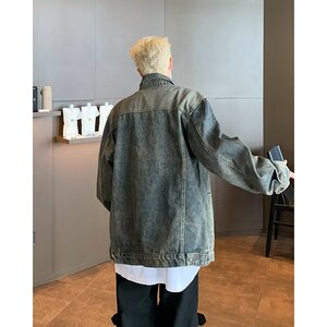 MA524-P58复古蓝牛仔外套美式复古水洗做旧夹克春秋款痞帅衣服图片