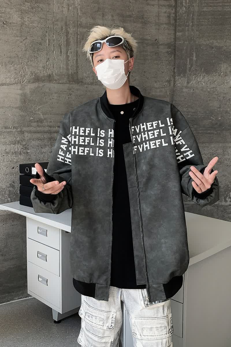 MA495-P73棒球服外套春秋季美式高街字母皮衣高级感痞帅宽松夹克,男装夹克,星座1611A