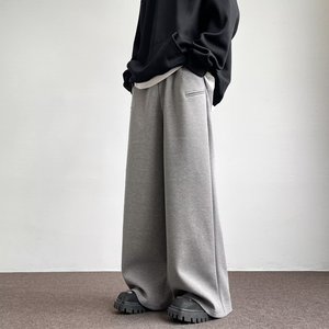 MA616-P40重磅华棉330克长裤阔腿裤小众设计感休闲宽松卫裤图片