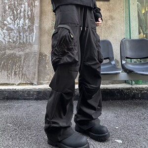 MA673-P50美式复古褶皱多口袋工装裤高街机能宽松休闲裤图片