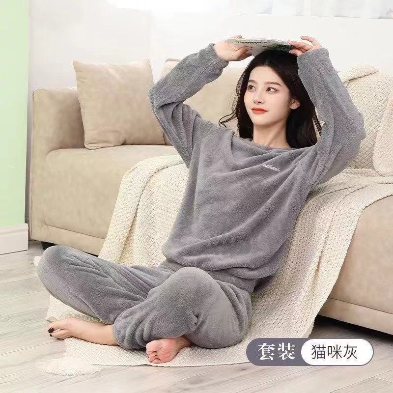 秋冬季新款珊瑚绒睡衣女加厚加绒法兰绒可爱仙女暖暖裤家居服