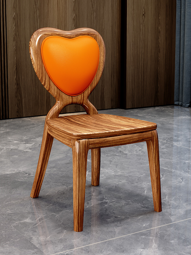 乌金木真皮餐椅简约现代餐桌椅组合新中式实木吃饭桌设计师新款椅