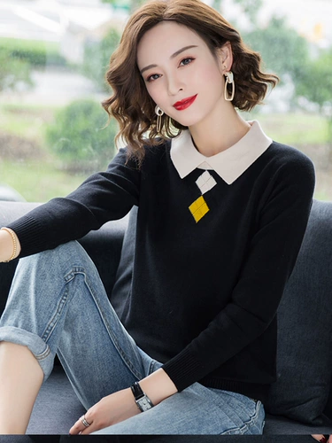 Кукла, свитер, демисезонная зимняя трикотажная модная осенняя утепленный лонгслив, кукольный воротник, коллекция 2023, в западном стиле