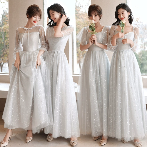 Зимнее платье подружки невесты, длинное вечернее платье, зимняя юбка, длина макси, простой крой