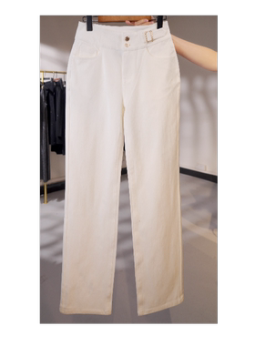 【闲提】春季牛仔裤薄款白色高腰显瘦弹力百搭九分裤XT-2500224