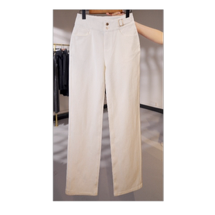 【闲提】春季牛仔裤薄款白色高腰显瘦弹力百搭九分裤XT-2500224