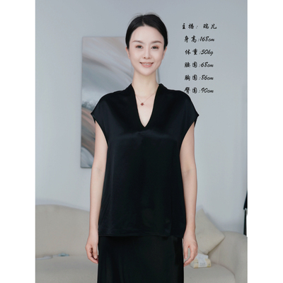 【Real/Lucky】-KQLYF18气质深V无袖缎面通勤上装KQLYF18/试穿M
