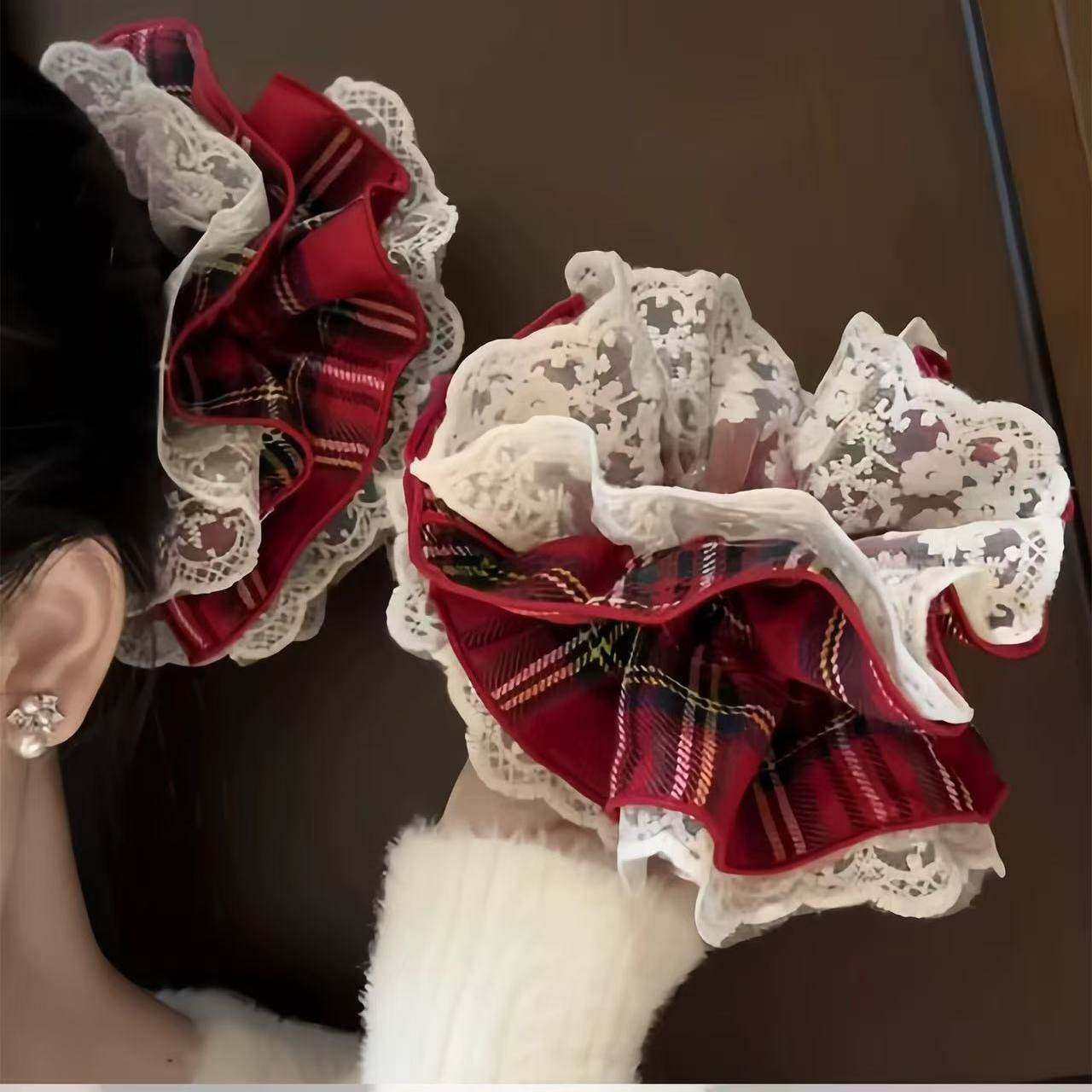 韩系双层蕾丝大肠发圈女超大号气质马尾头绳耐用皮筋发绳百搭头饰,饰品/流行首饰/时尚饰品新,发饰,淘宝优惠券,粉丝福利购,淘宝优惠卷