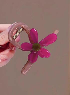 复古品质醋酸紫色花朵抓夹气质半扎发夹女2026新款盘发鲨鱼夹头饰