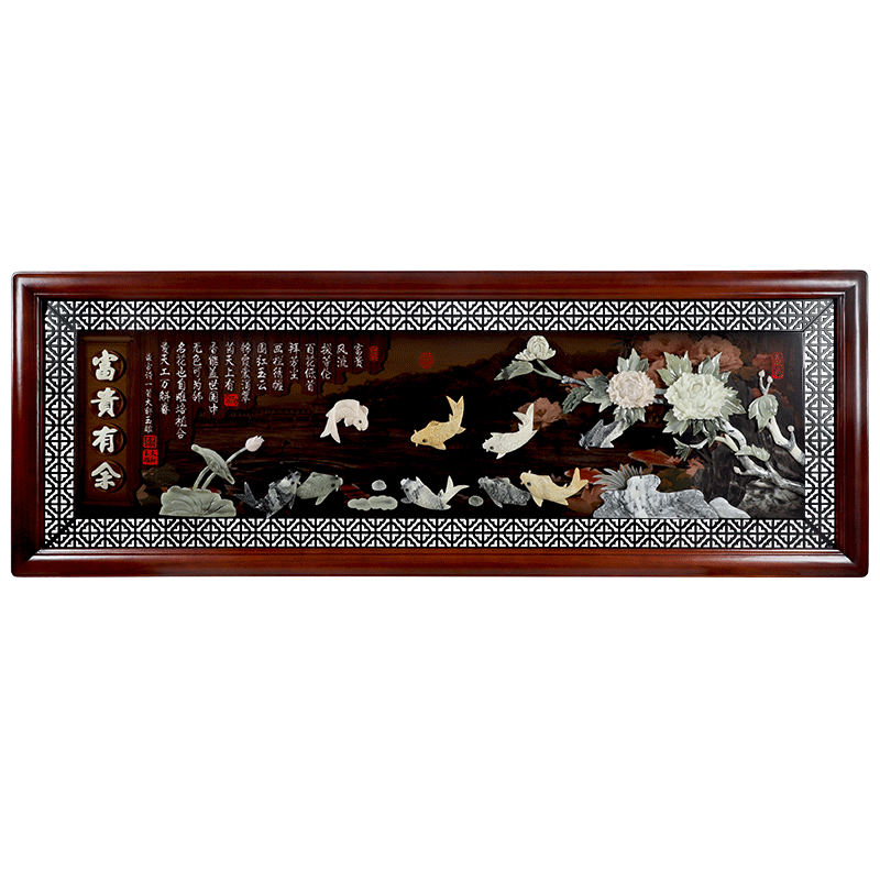 玉石雕刻山水国画客厅富贵有余