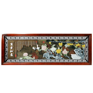 树脂立体新中式沙发背景墙国画