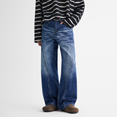 春秋款 牛仔裤 男宽松大直筒美式 PKL 高街cleanfit设计感阔腿长裤 子