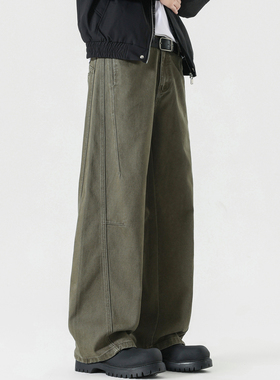 PKL 秋冬重磅纯棉休闲裤男宽松直筒大码美式潮立体拼接设计工装裤