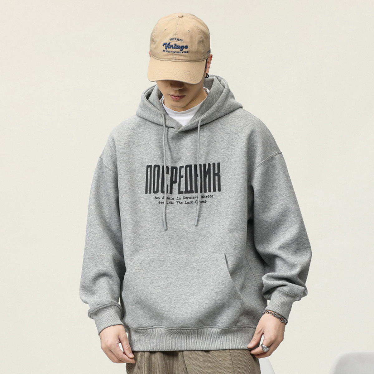 新品420g重磅加绒宽松连帽卫衣