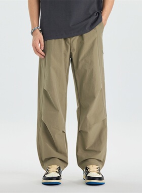 PKL 春夏薄款垂感休闲伞兵裤男工装裤宽松直筒户外运动透气长裤子