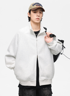 PKL秋冬季重磅新款cleanfit纯色立领宽松休闲运动开衫卫衣外套