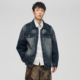 PKL 百搭牛仔外套 复古做旧对称翻盖口袋极简夹克牛仔风双插扣经典