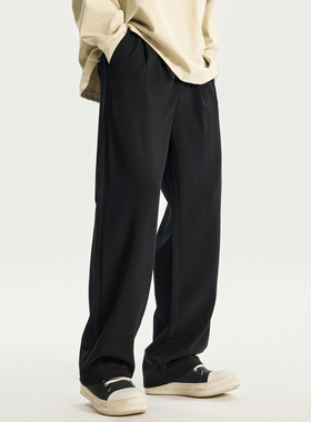 PKL 直筒休闲裤男夏季宽松阔腿垂感西裤黑色西装裤子男百搭长裤