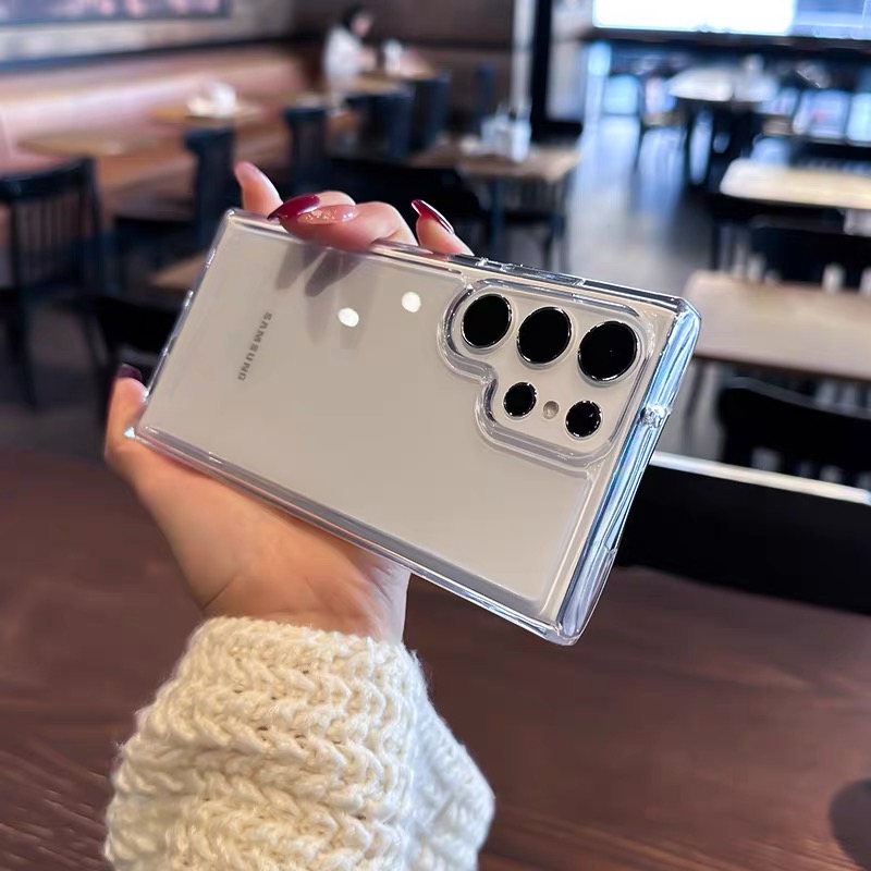 高清透明亚克力太空壳适用s25ultral手机壳三星S23保护套S24新款S22大孔S21FE硬s20防摔Note20Ultra硅胶s20