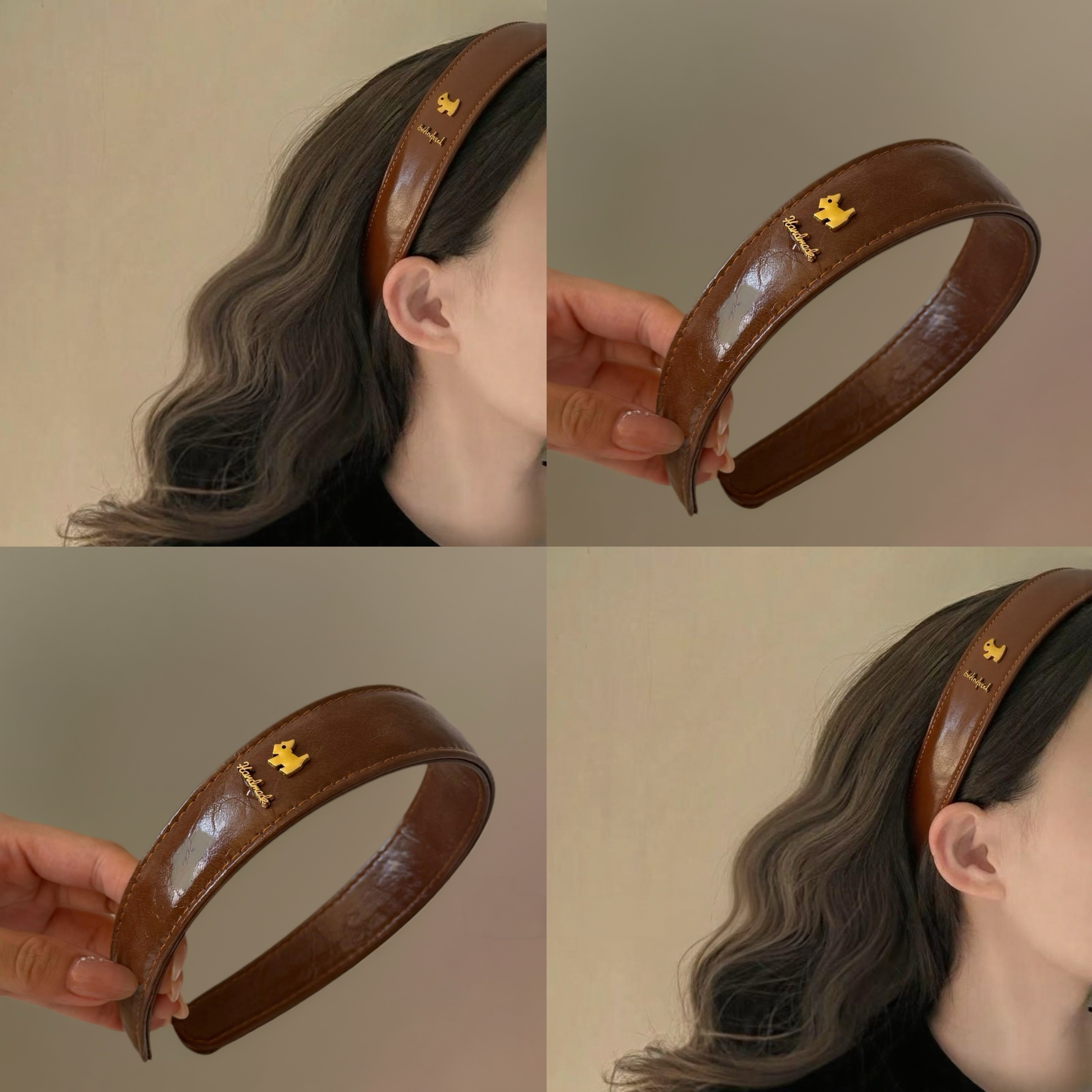 美拉德小狗宽边发箍新款