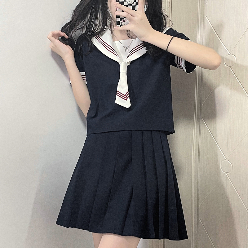 喵丸日系千叶高短袖水手服套装