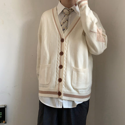 喵丸子jk制服dk开衫秋季新款毛衣大码慵懒学院风菱格百搭校供男女