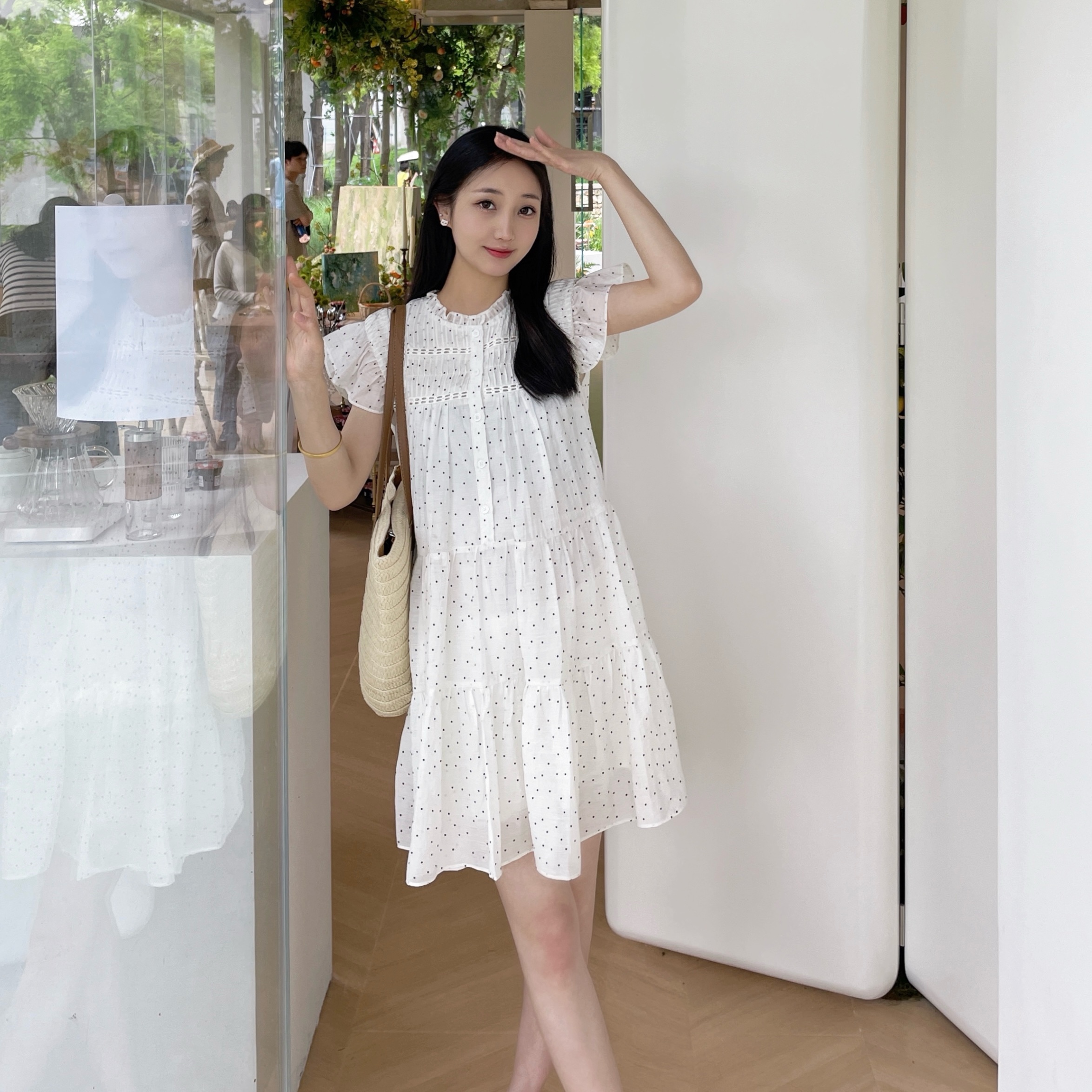 韩系遮肚宽松孕妇减龄连衣裙