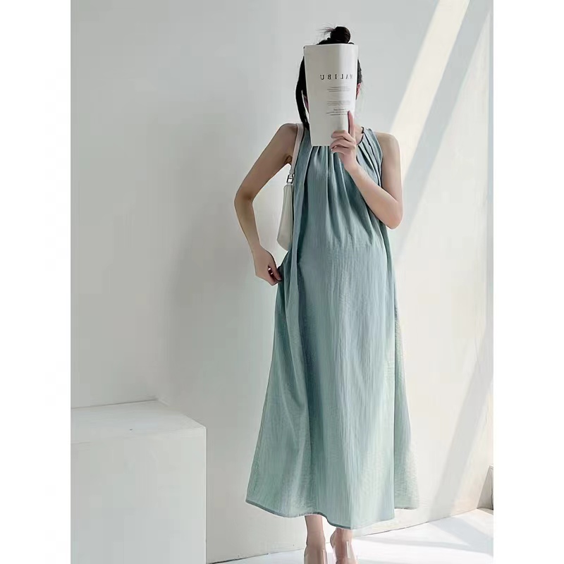 孕妇夏季露肩连衣裙度假背心裙