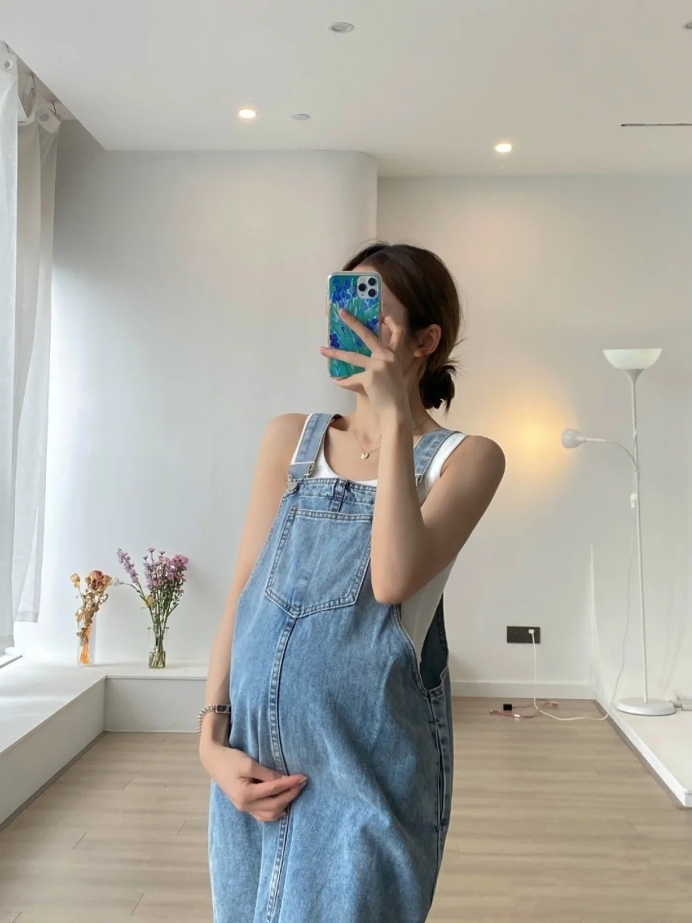 孕妇韩风宽松百搭牛仔背带裙