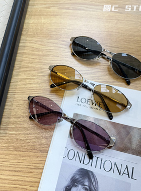 美式复古金属猫眼太阳镜潮配近视