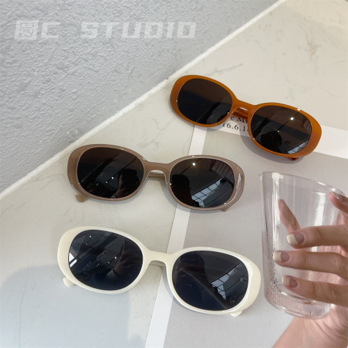 椭圆形ins辣妹凹造型时髦太阳镜