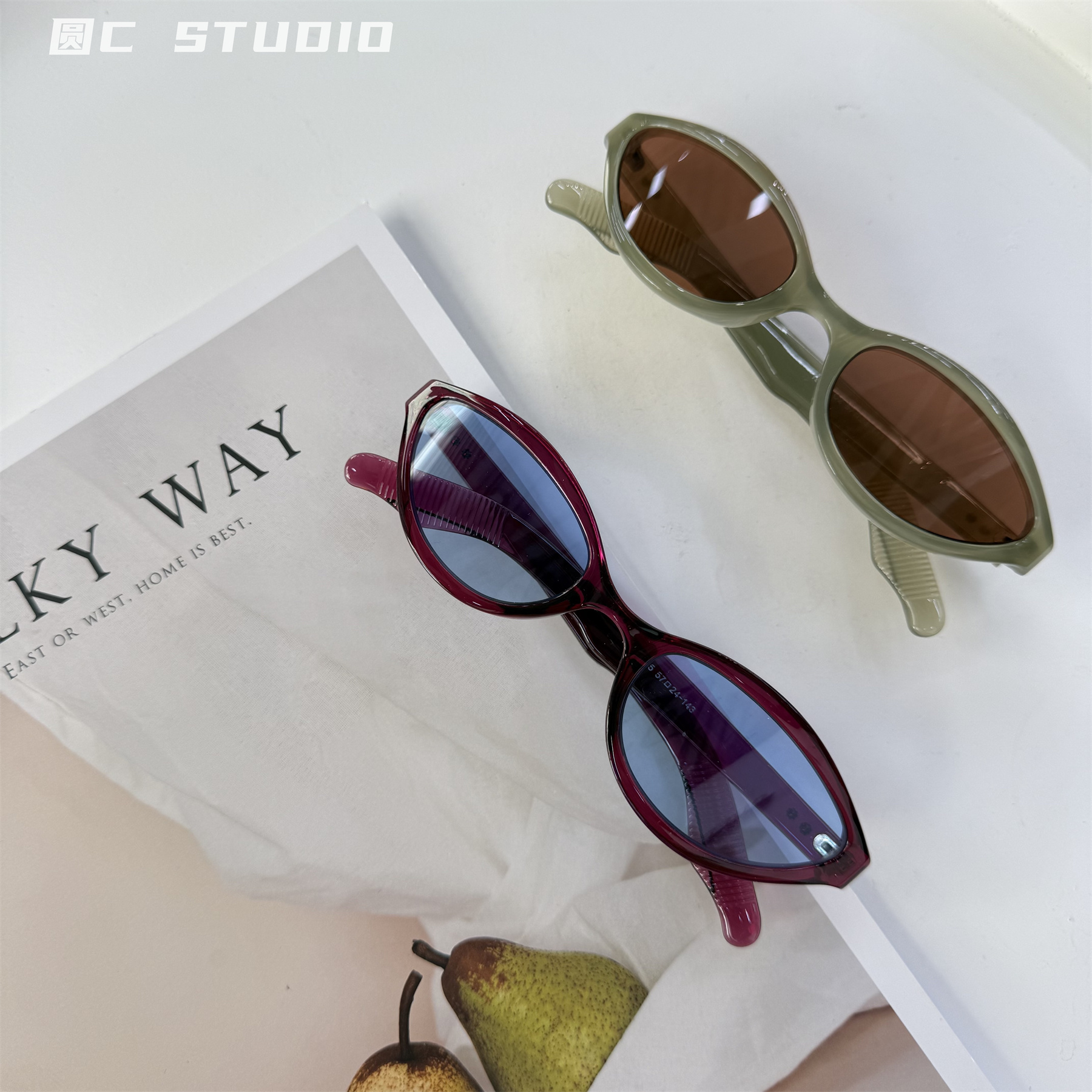 韩系时髦辣妹彩色框墨镜女猫眼复古凹造型遮阳防紫外线太阳镜男潮