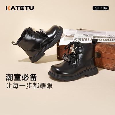 儿童马丁靴黑色英伦风软底防滑