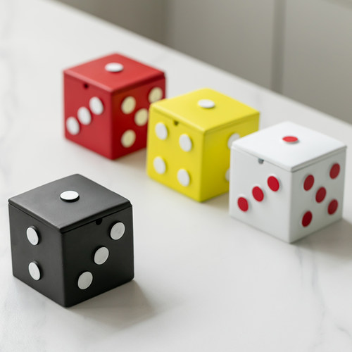 色子烟灰缸带盖防飞灰创意个性家用酒吧轻奢潮流摆件办公客厅烟缸