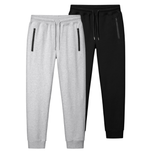 大码 男士 针织卫裤 冬季 束脚裤 加绒加厚运动裤 子男春秋纯棉休闲长裤