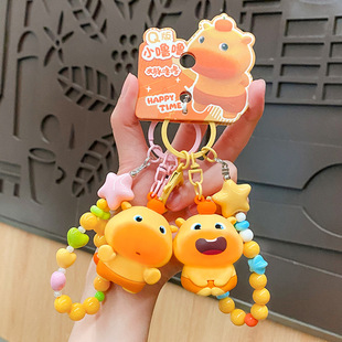 正版水豚噜噜公仔钥匙扣精致可爱女书包挂件小饰品情侣钥匙链批发