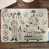 A4消防安全手抄报模板森林防火主题绘画镂空模板小学生画画工具尺