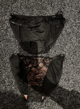 外 2条装 高叉性感绳精致刺绣蕾丝内裤女低腰三角小码80-125 暗黑