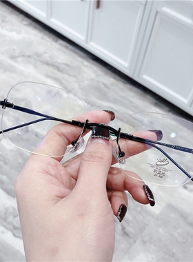 纯欲无框金丝眼镜架女可配近视度数防蓝光银色眼睛斯文显瘦素颜镜