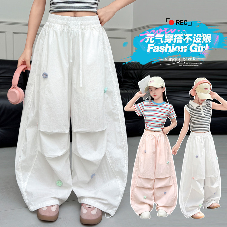混纺拼接无弹夏季女裤子裤子