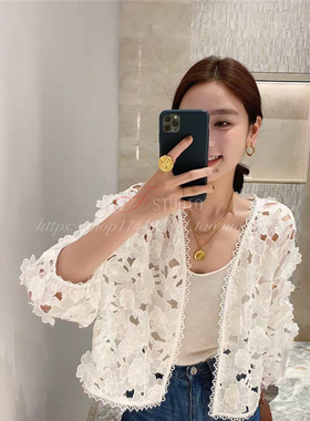 周年庆 ZOW小辣椒 sun系列 重工刺绣立体花朵镂空开衫
