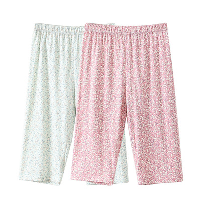 中老年妈妈七分纯棉大码睡裤