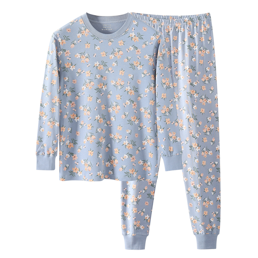 中老年女士纯棉中领秋衣秋裤套装