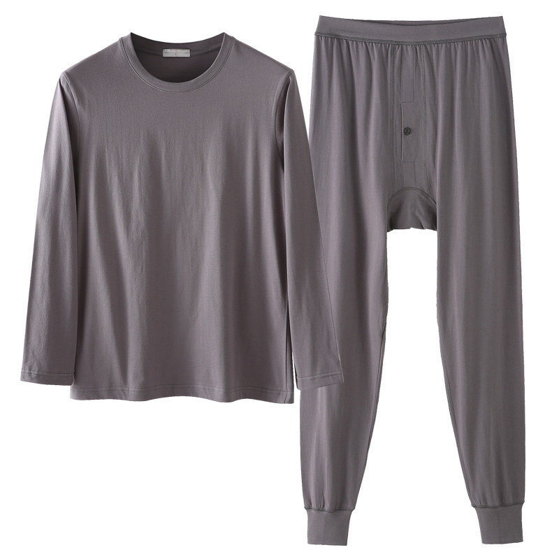 男士薄款保暖内衣纯棉秋衣秋裤套装大码薄全棉毛衫线衣线裤春秋夏