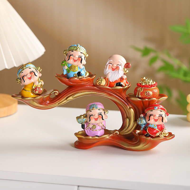 五福财神爷桌面摆件店铺开业礼品