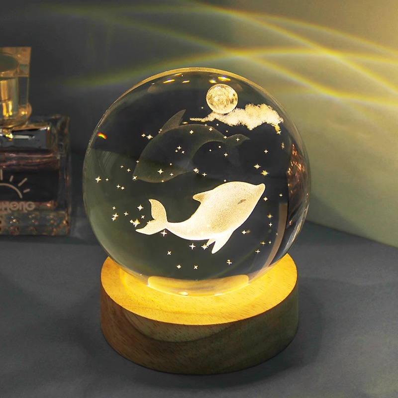 发光水晶球小夜灯摆件生日礼物女
